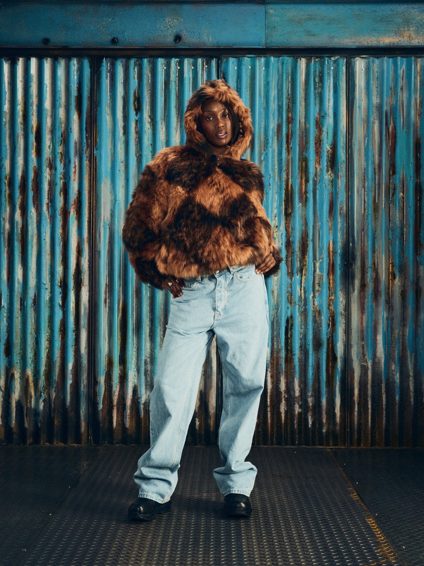 DIAMOND HOODED FUR JACKET