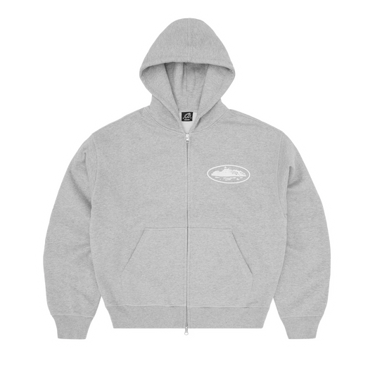 ISLAND PUFF PRINT ZIP HOODIE [HEATHER GREY]